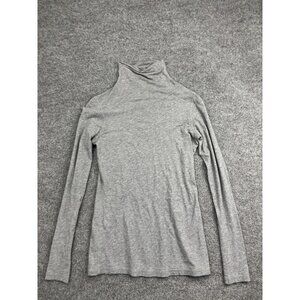 Vince Shirt Womens Medium Gray Cotton Turtleneck Long Sleeve Lightweight Top